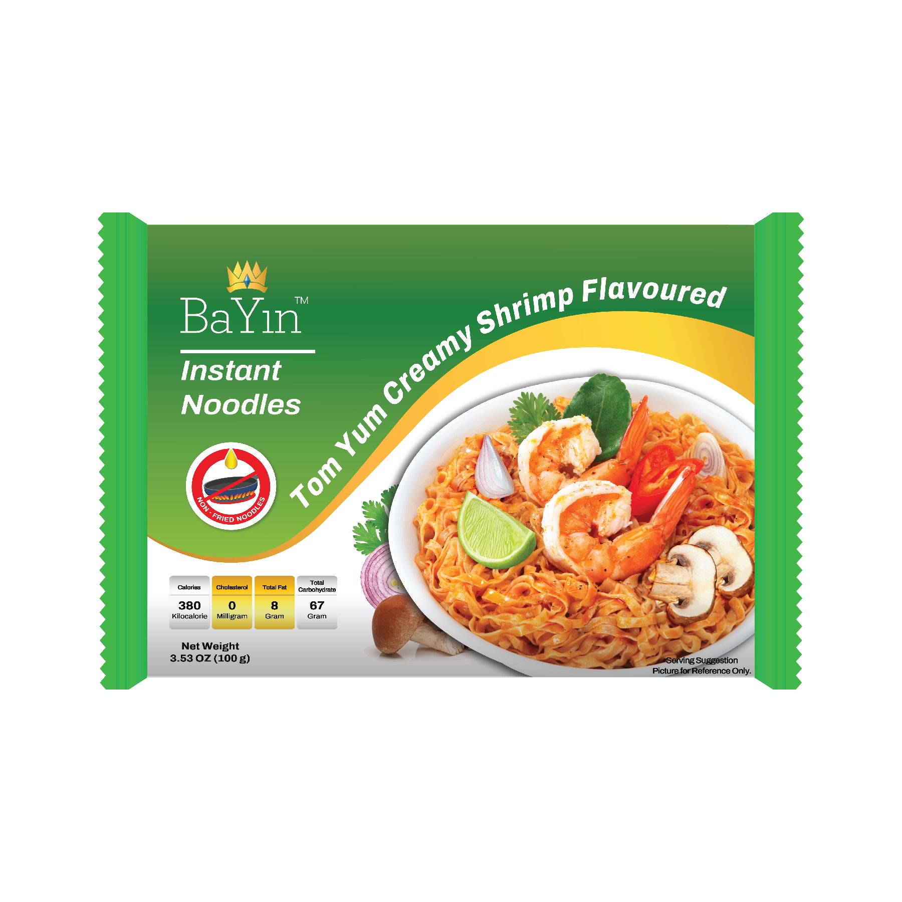 5012 Tom Yum Creamy Shrimp Flavored Instant Noodle  (100g)ဘုရင် - ပုဇွန်မလိုင်ချဉ်စပ်အရသာခေါက်ဆွဲသုပ် (5ထုတ်တွဲ)