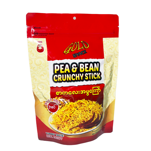 6004 Pea & Bean Crunchy Stick (Spicy) Gold Snack - (စာကလေးအမွကြော်အစပ်) 40pieces/case