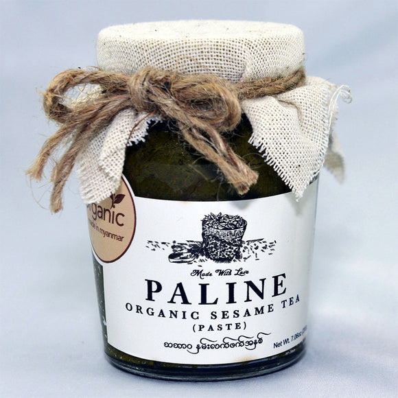 1002 Organic Sesame Tea Paste - Paline (200g) (non spicy) ပလိုင်း အော်ဂဲနစ် နှမ်းလက်ဖက် အနှစ် (12 pieces/case)